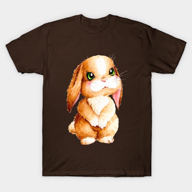 Kawaii Brown Bunny with Beautiful Shiny and Curious Eyes T-Shirt by mendic